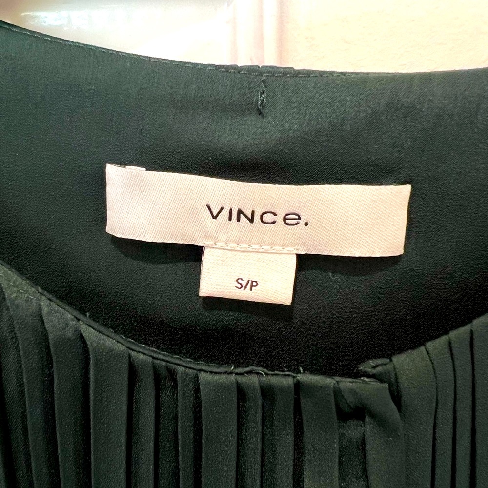 Vince Pleated Satin Long-Sleeve Dress NWT Holiday Ready size:S - Picture 6 of 9